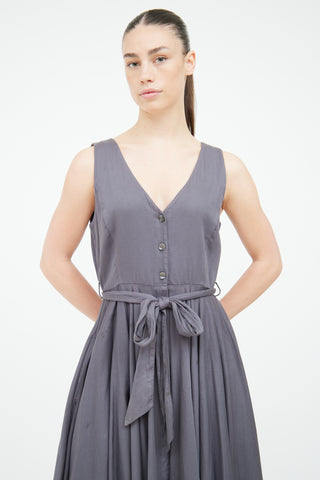 Xirena Grey Cotton Button Front Dress