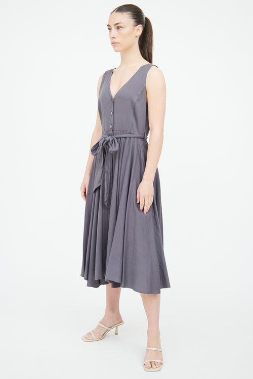 Xirena Grey Cotton Button Front Dress