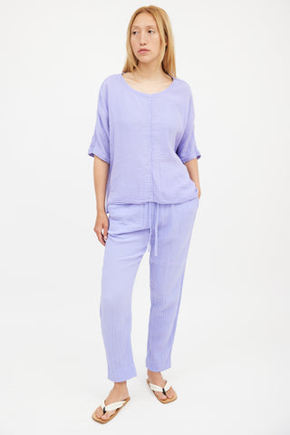 Xirena Purple Muslin Top 
Pant Co-Ord Set