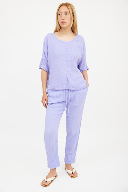 Xirena Purple Muslin Top 
Pant Co-Ord Set