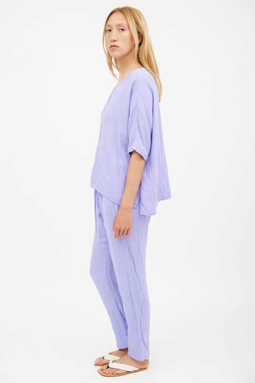 Xirena Purple Muslin Top 
Pant Co-Ord Set