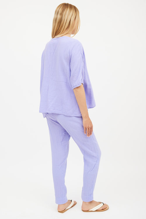 Xirena Purple Muslin Top 
Pant Co-Ord Set