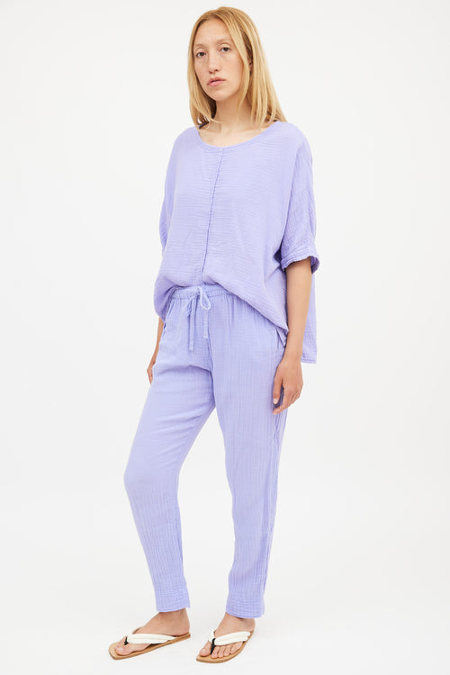 Xirena Purple Muslin Top 
Pant Co-Ord Set