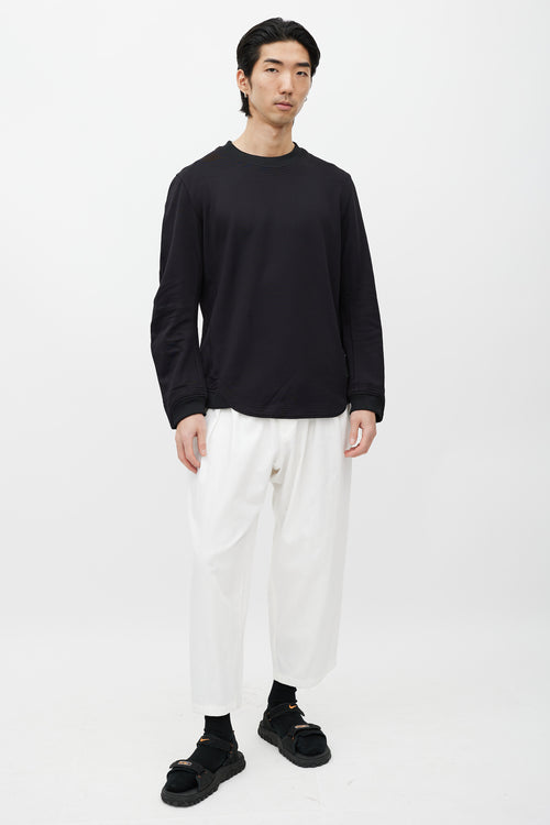 Y-3 Black Cotton Long Sleeve Crewneck