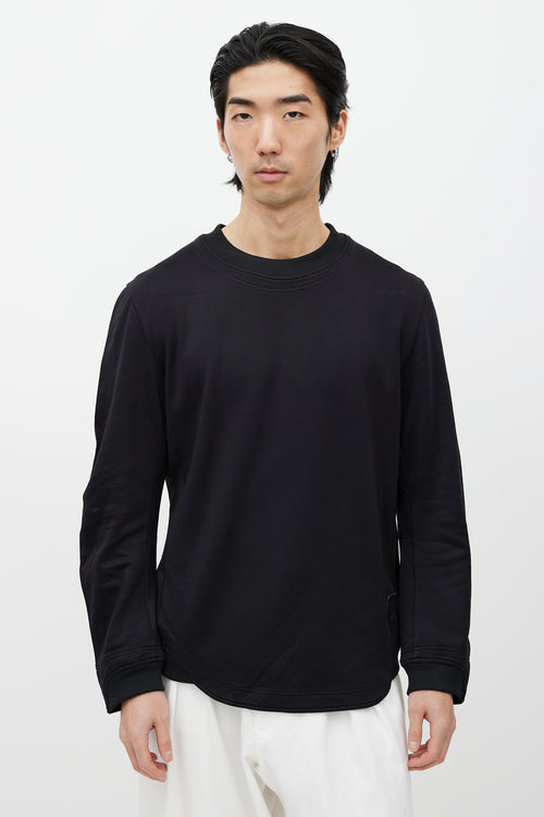 Y-3 Black Cotton Long Sleeve Crewneck