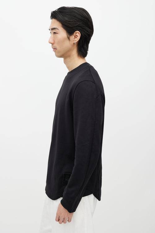 Y-3 Black Cotton Long Sleeve Crewneck