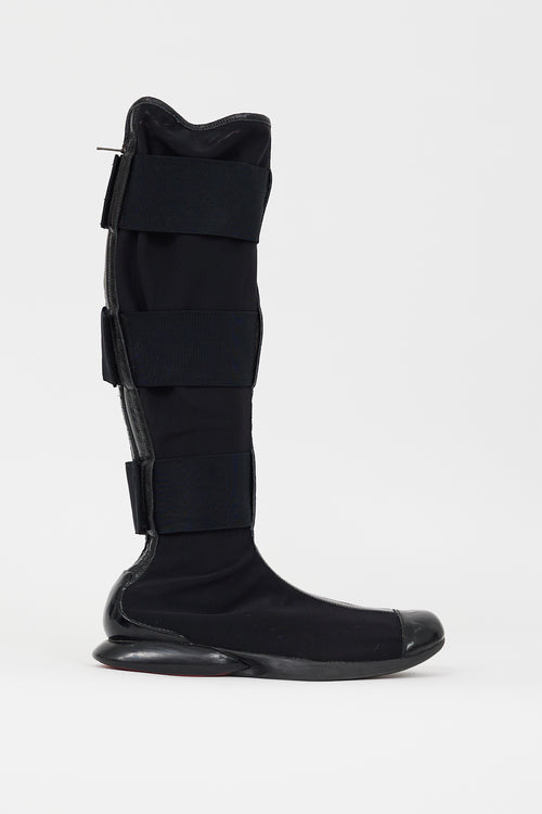 Y-3 Black Mesh Velcro Strap Boot