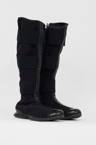 Y-3 Black Mesh Velcro Strap Boot