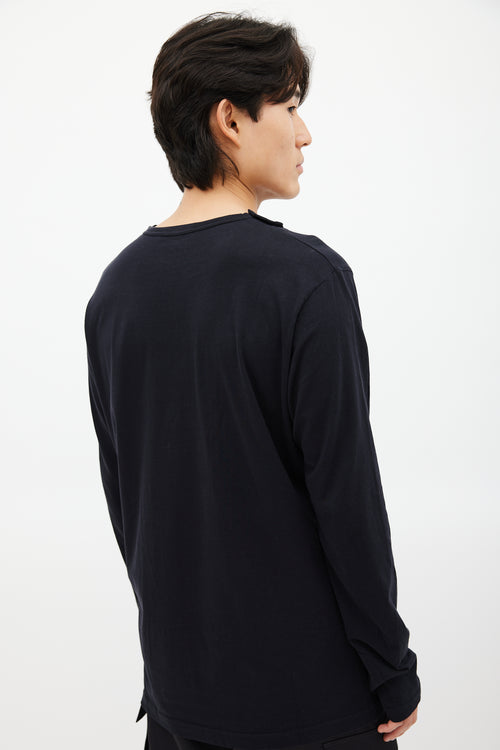 Y-3 Black 
White Asymmetrical Top