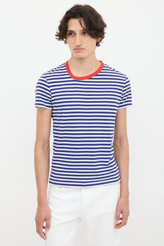 Y-3 X Adidas Blue 
White Striped T-Shirt