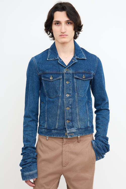 Y/Project Medium Wash Extra Long Sleeve Denim Jacket