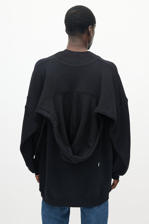 Y-Project Black Shawl Hooded Sweatshirt