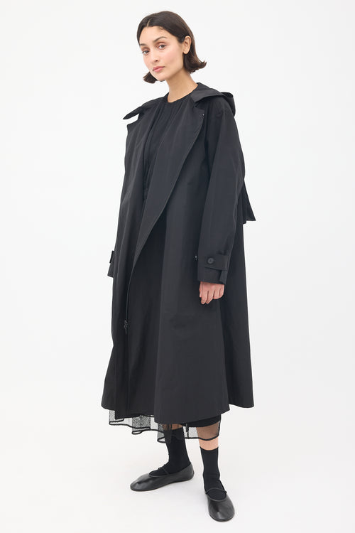 Y-3 Black Nylon Logo Backpack Trench Coat