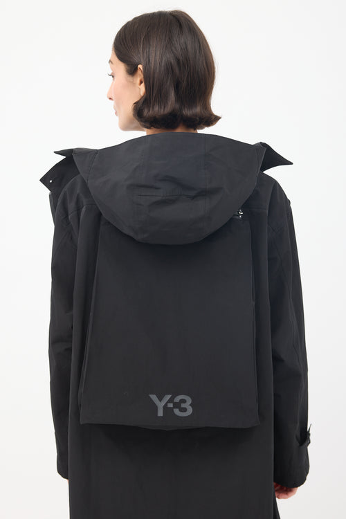 Y-3 Black Nylon Logo Backpack Trench Coat