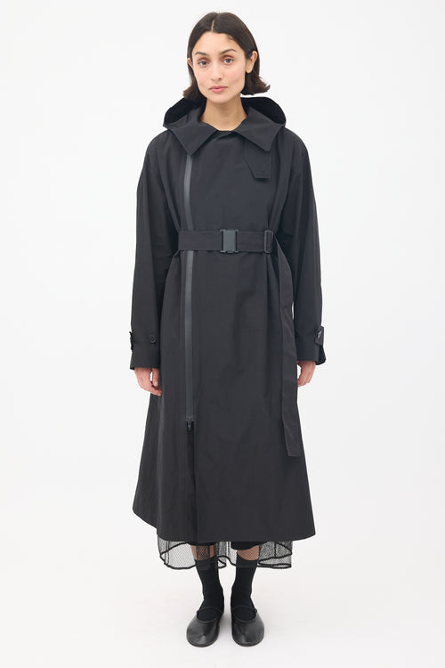 Y-3 Black Nylon Logo Backpack Trench Coat