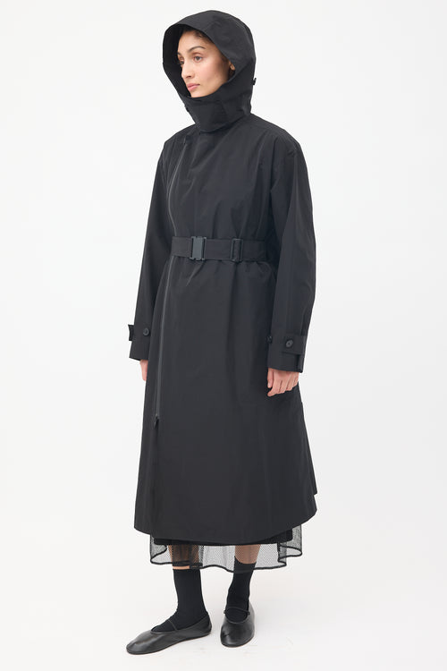 Y-3 Black Nylon Logo Backpack Trench Coat