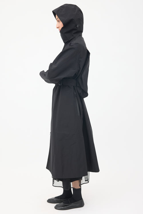 Y-3 Black Nylon Logo Backpack Trench Coat