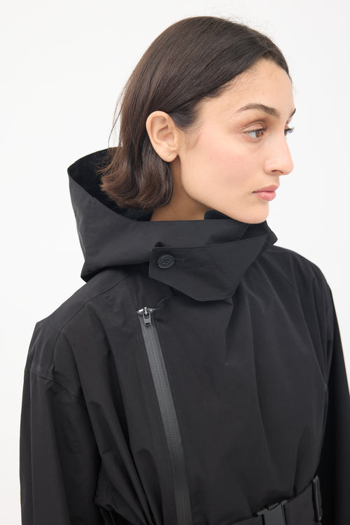 Y-3 Black Nylon Logo Backpack Trench Coat