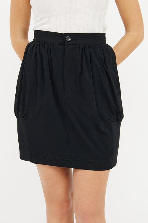 Y-3 Black Pleated 
Ribbed Mini Skirt