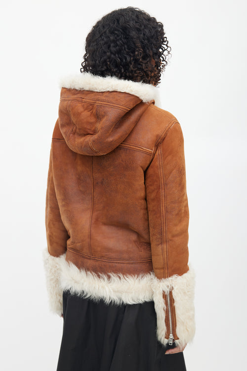 Y-9 Brown Distressed Suede 
Shearling Jacket