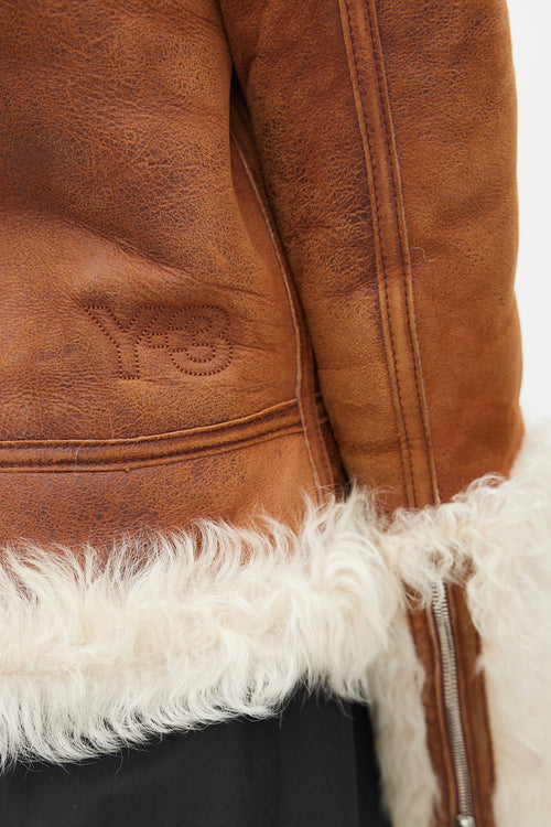 Y-10 Brown Distressed Suede 
Shearling Jacket