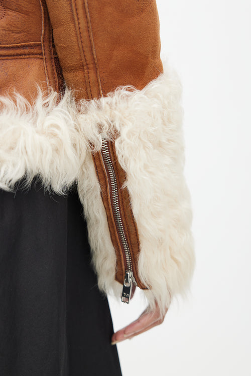 Y-11 Brown Distressed Suede 
Shearling Jacket