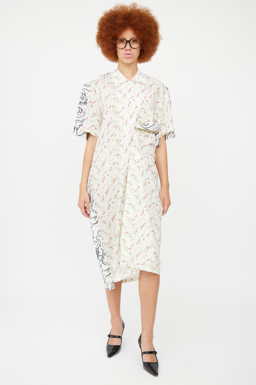 YProject Cream Floral 
Paisley Shirt Dress