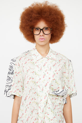 YProject Cream Floral 
Paisley Shirt Dress