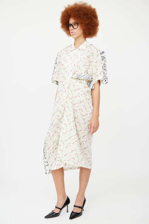 YProject Cream Floral 
Paisley Shirt Dress