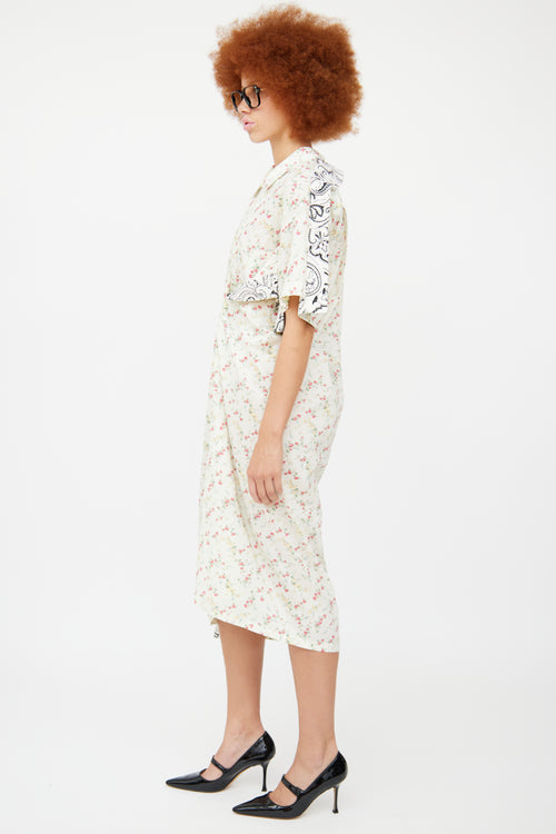 YProject Cream Floral 
Paisley Shirt Dress