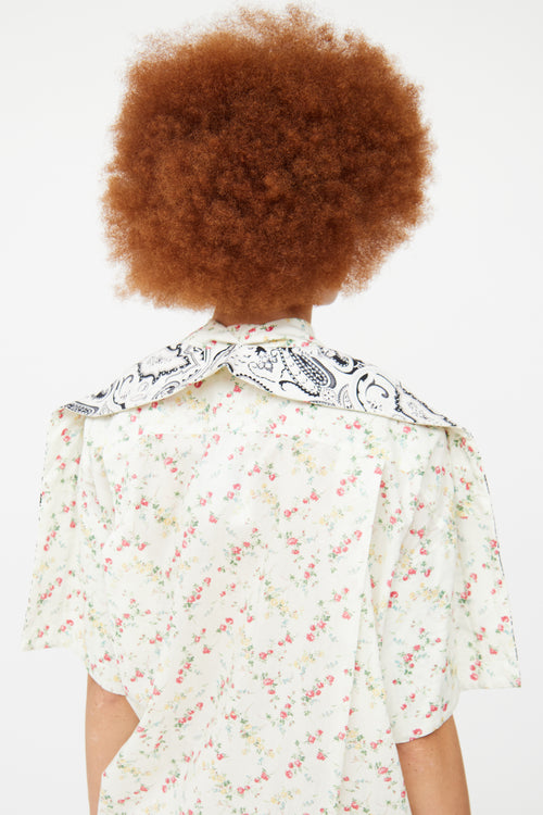 YProject Cream Floral 
Paisley Shirt Dress