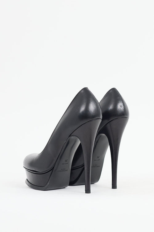 Saint Laurent Black Leather Tribute 2 Platform Heel