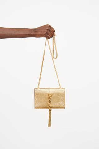 Saint Laurent Gold Leather Kate Tassel Bag