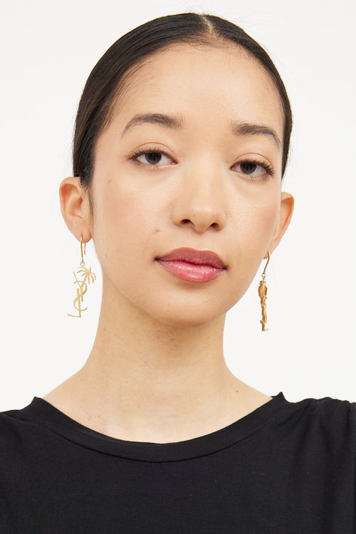 Saint Laurent Gold YSL Palm Tree Earring