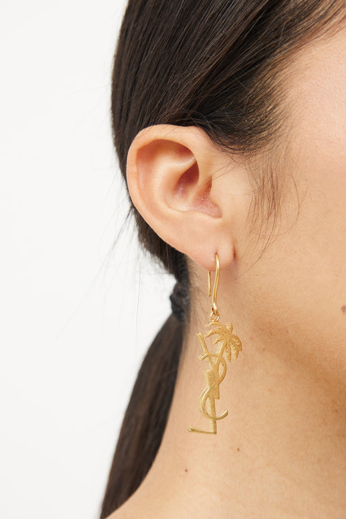 Saint Laurent Gold YSL Palm Tree Earring