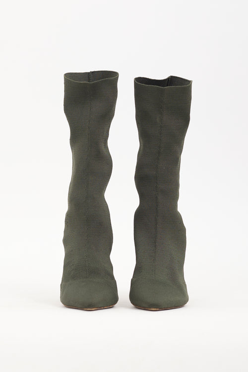 YZY Green Stretch Knit Sock Boot