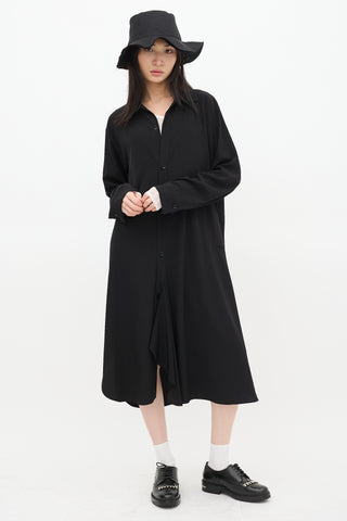 Y
s Black Button Up Asymmetric Shirt Dress