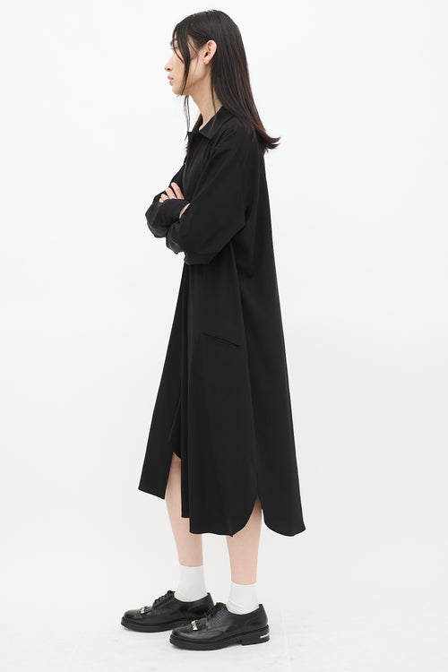 Y
s Black Button Up Asymmetric Shirt Dress