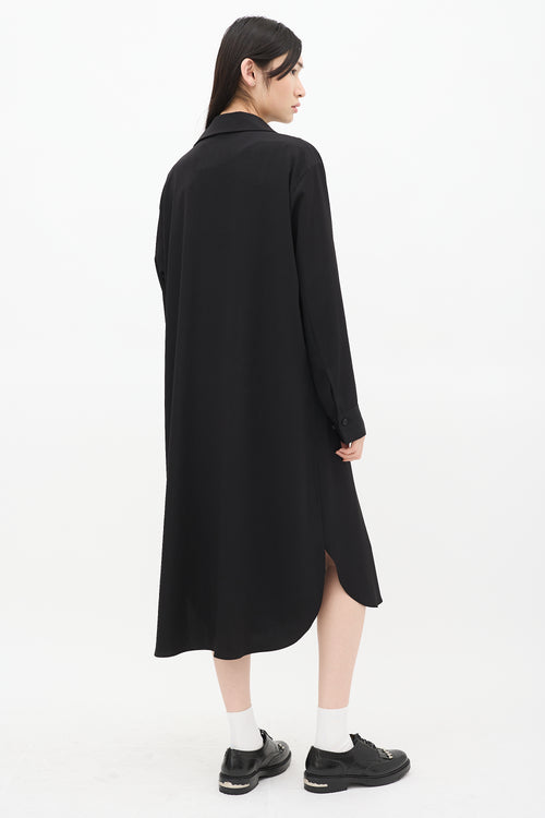 Y
s Black Button Up Asymmetric Shirt Dress