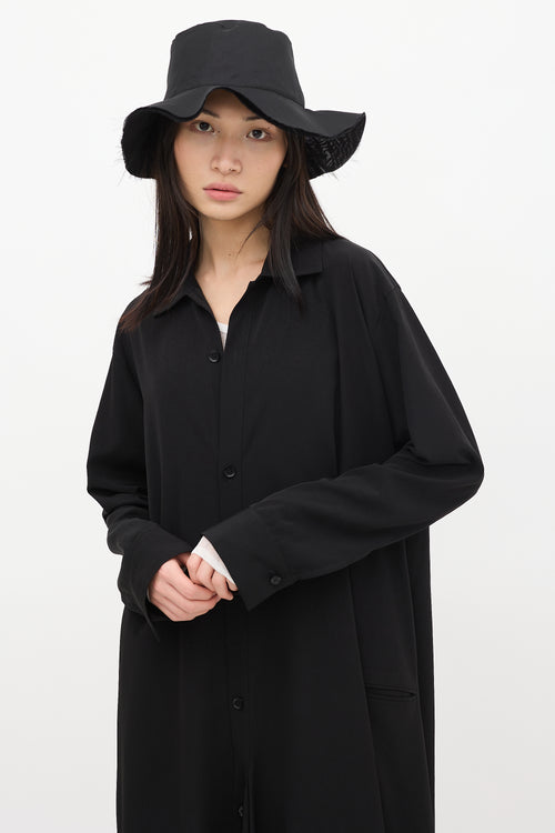 Y
s Black Button Up Asymmetric Shirt Dress