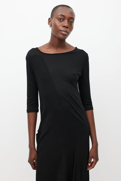 Y
s Black 
White Asymmetrical Dress