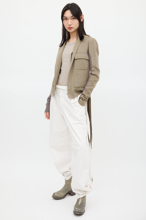 Y
s Cream Drawstring Wide Leg Trouser