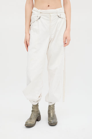 Y
s Cream Drawstring Wide Leg Trouser