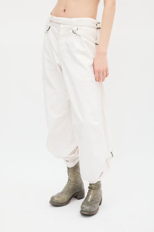 Y
s Cream Drawstring Wide Leg Trouser