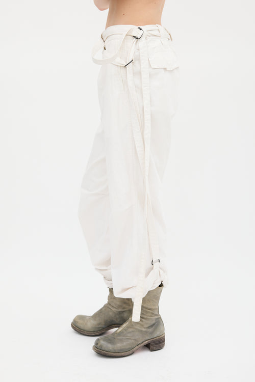 Y
s Cream Drawstring Wide Leg Trouser