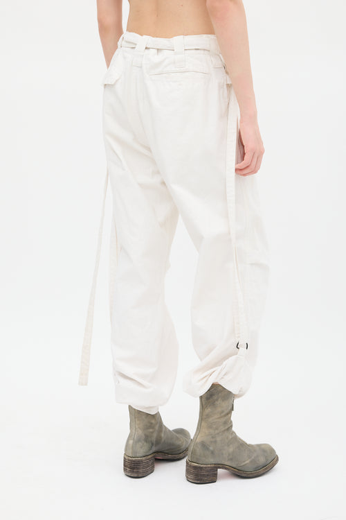 Y
s Cream Drawstring Wide Leg Trouser