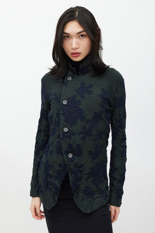 Y
s Green 
Navy Floral Knit Cardigan