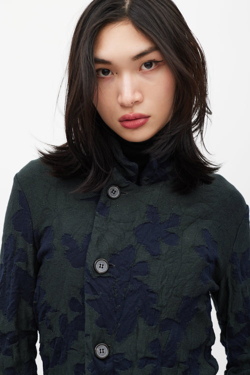 Y
s Green 
Navy Floral Knit Cardigan