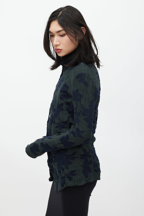 Y
s Green 
Navy Floral Knit Cardigan