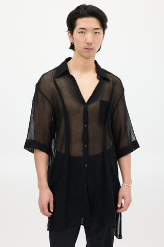 Yang Li Black Sheer Mesh Oversized Shirt